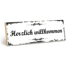 Holzschild "Herzlich willkommen" –...