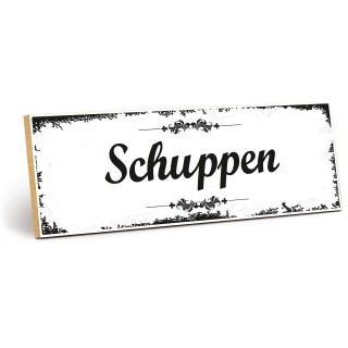 Holzschild "Schuppen" – Dekoschild aus Holz 30x10 cm
