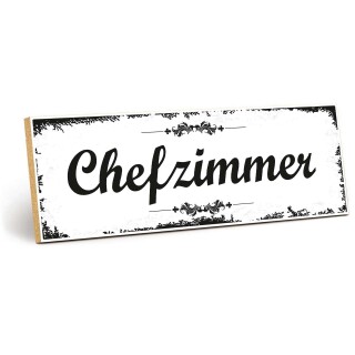Holzschild "Chefzimmer" – Dekoschild aus Holz 30x10 cm