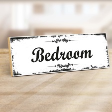 Holzschild "Bedroom" – Dekoschild aus...