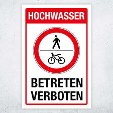 "Hochwasser - Betreten verboten" – Hochwertiges Sicherheitsschild für den Außenbereich 3 mm Alu-Verbund 600 x 400 mm