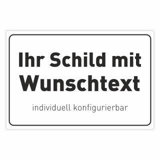 Schild mit Wunschtext, Farben Schriftart und Größe individuell konfigurierbar 3 mm Alu-Verbundschild Roter Rahmen_600 x 400 mm