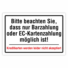 "Nur Bar- und EC-Karten-Zahlung möglich"...