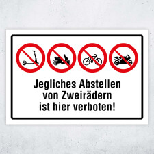 "Abstellen von Zweirädern verboten" – Hochwertiges Hinweisschild für den Außenbereich 300 x 200 mm