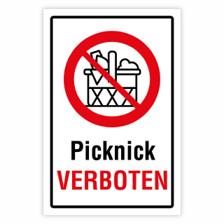 "Picknick verboten" – Hochwertiges Hinweisschild für den Außenbereich 300 x 200 mm