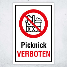 "Picknick verboten" – Hochwertiges Hinweisschild für den Außenbereich 600 x 400 mm