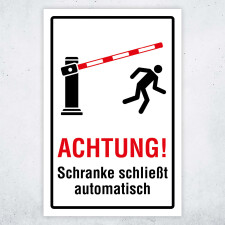 "Schranke schließt automatisch" – Hochwertiges Hinweisschild für den Außenbereich 300 x 200 mm
