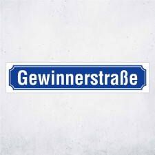 Straßenschild "Gewinnerstraße" – Hochwertiges Schild für den Außenbereich 52 x 11 cm
