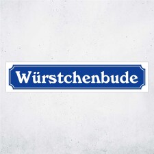 Straßenschild "Würstchenbude" – Hochwertiges Schild für den Außenbereich 52 x 11 cm