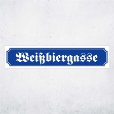 Straßenschild "Weißbiergasse" – Hochwertiges Schild für den Außenbereich 52 x 11 cm