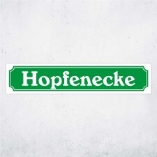 Straßenschild "Hopfenecke" – Hochwertiges Schild für den Außenbereich 52 x 11 cm