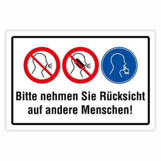 "Bitte nehmen Sie Rücksicht auf andere – Lärmschutz Schild" – Hochwertiges Schild für den Außenbereich 3 mm Alu-Verbund 300 x 200 mm