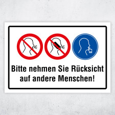 "Bitte nehmen Sie Rücksicht auf andere – Lärmschutz Schild" – Hochwertiges Schild für den Außenbereich 3 mm Alu-Verbund 450 x 300 mm