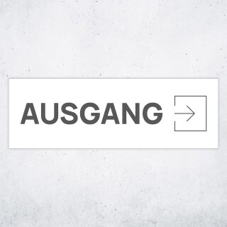 Schild "Ausgang rechts"  –  Hochwertiges Hinweisschild im modernen Design für den Außenbereich 3 mm Alu-Verbund 30 x 10 cm