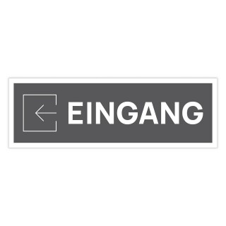 Schild "Eingang links grau hinterlegt"  –  Hochwertiges Hinweisschild im modernen Design für den Außenbereich 3 mm Alu-Verbund 30 x 10 cm