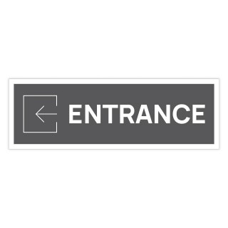 Schild "Entrance links grau hinterlegt"  –  Hochwertiges Hinweisschild im modernen Design für den Außenbereich 3 mm Alu-Verbund 30 x 10 cm