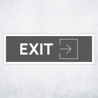 Schild "EXIT rechts grau hinterlegt"  –  Hochwertiges Hinweisschild im modernen Design für den Außenbereich 3 mm Alu-Verbund 30 x 10 cm