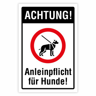 Achtung! Anleinpflicht für Hunde! – Hochwertiges Schild für den Außenbereich 3 mm Alu-Verbund 600 x 400 mm