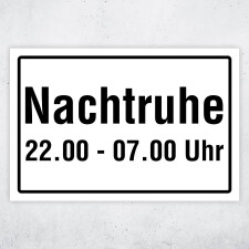 Nachtruhe 22:00 - 07:00 Uhr – Hochwertiges Schild für den Außenbereich 3 mm Alu-Verbund 600 x 400 mm