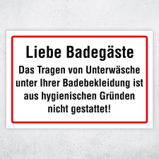 Hinweis für Badegäste – Hochwertiges Schild für den Außenbereich 3 mm Alu-Verbund 600 x 400 mm