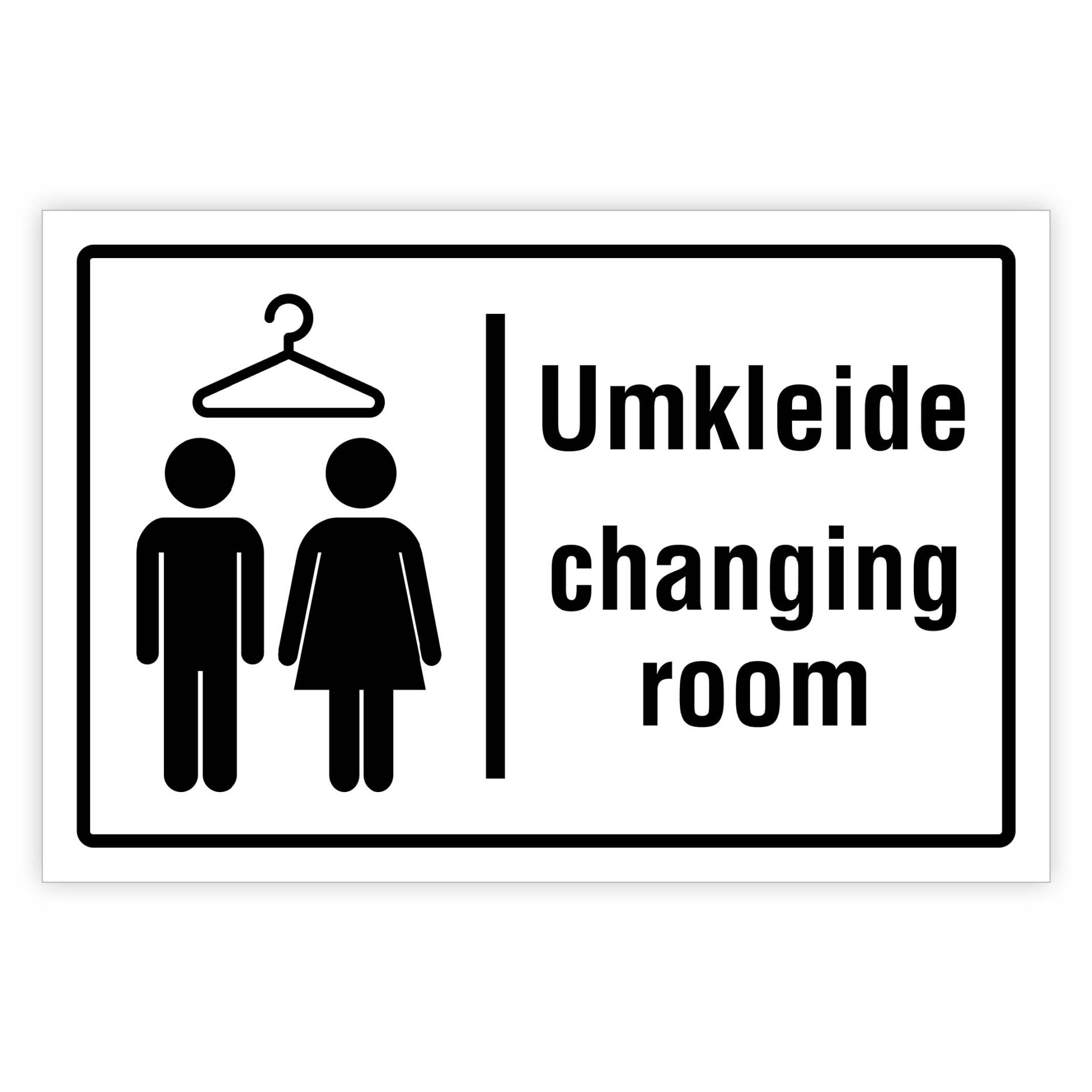 Umkleide Schild mit Text und Richtungspfeil links Ankleide Kabine waagerecht | Schilder, Textildruck & Stickerei Onlineshop