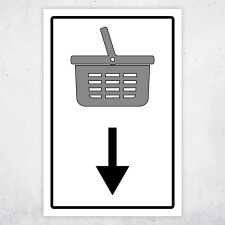 Einkaufskorb mit Pfeil – Hochwertiges Schild...