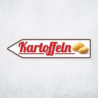 Pfeilschild „Kartoffeln“ – Hochwertiges Schild für den Außenbereich 3 mm Alu-Verbund in Pfeilform 40 x 10 cm Pfeil links