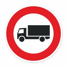 Schild „Durchfahrtsverbot für LKW“ – Alu-Verbund 3 mm rund (Ø30 cm)