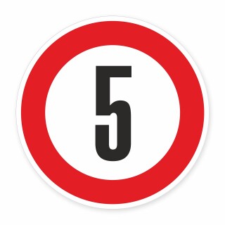 Schild „Zulässige Höchstgeschwindigkeit 5 km/h“ – Alu-Verbund 3 mm rund (Ø30 cm / Ø40 cm)