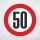 Schild „Zulässige Höchstgeschwindigkeit 50 km/h“ – Alu-Verbund 3 mm rund (Ø30 cm / Ø40 cm)