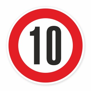 Schild „Zulässige Höchstgeschwindigkeit 10 km/h“ – Alu-Verbund 3 mm rund (Ø30 cm)