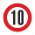 Schild „Zulässige Höchstgeschwindigkeit 10 km/h“ – Alu-Verbund 3 mm rund (Ø30 cm)