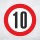 Schild „Zulässige Höchstgeschwindigkeit 10 km/h“ – Alu-Verbund 3 mm rund (Ø30 cm)
