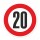 Schild „Zulässige Höchstgeschwindigkeit 20 km/h“ – Alu-Verbund 3 mm rund (Ø40 cm)