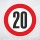 Schild „Zulässige Höchstgeschwindigkeit 20 km/h“ – Alu-Verbund 3 mm rund (Ø40 cm)