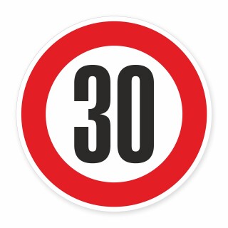 Schild „Zulässige Höchstgeschwindigkeit 30 km/h“ – Alu-Verbund 3 mm rund (Ø40 cm)