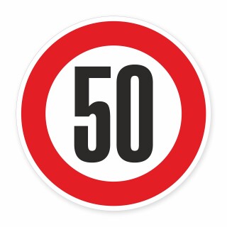 Schild „Zulässige Höchstgeschwindigkeit 50 km/h“ – Alu-Verbund 3 mm rund (Ø30 cm)
