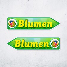 Pfeilschild "Blumen" – Hochwertiges Schild für den Außenbereich 3 mm Alu-Verbund in Pfeilform