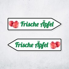 Pfeilschild "Frische Äpfel" – Hochwertiges Schild für den Außenbereich 3 mm Alu-Verbund in Pfeilform