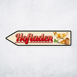 Pfeilschild "Hofladen" – Hochwertiges Schild für den Außenbereich 3 mm Alu-Verbund in Pfeilform 60 x 15 cm links