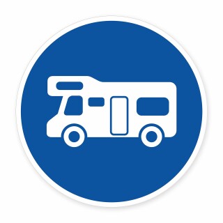 Schild „Wohnmobil erlaubt“ – Alu-Verbund 3 mm rund (Ø30 cm)