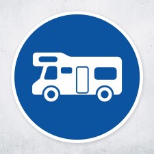 Schild „Wohnmobil erlaubt“ – Alu-Verbund 3 mm rund (Ø30 cm)