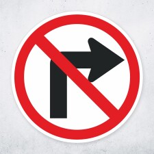 Schild „Rechts abbiegen verboten“ –...