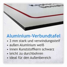 Schild „Links abbiegen verboten“ – Alu-Verbund 3 mm rund (Ø30 cm)