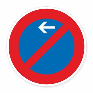 Schild „Eingeschränktes Halteverbot – Pfeil links“ – Alu-Verbund 3 mm rund (Ø30 cm)