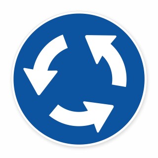 Schild „Kreisverkehr“ – Alu-Verbund 3 mm rund (Ø40 cm)