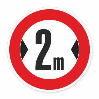 Schild „Verbot für Fahrzeuge über angegebene Breite“ – Alu-Verbund 3 mm rund (Ø30 cm) mit Wunschtext-Zahl