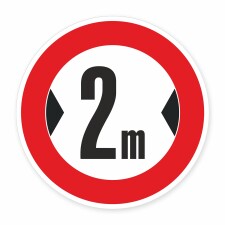 Schild „Verbot für Fahrzeuge über angegebene Breite“ – Alu-Verbund 3 mm rund (Ø30 cm) mit Wunschtext-Zahl