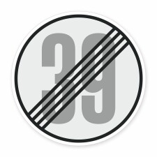 Schild „Ende Geschwindigkeitsbegrenzung“...