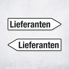 Pfeilschild "Lieferanten" – Hochwertiges Schild für den Außenbereich 3 mm Alu-Verbund in Pfeilform